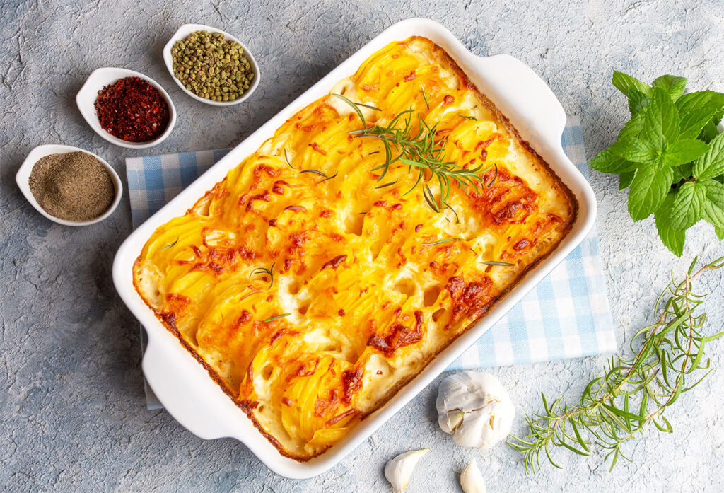 Kartoffelgratin mit gekochten Kartoffeln